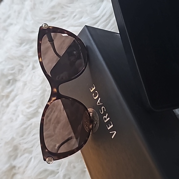 NWB Versace Havana Solid Cat Eye Sunglasses - Picture 6 of 11